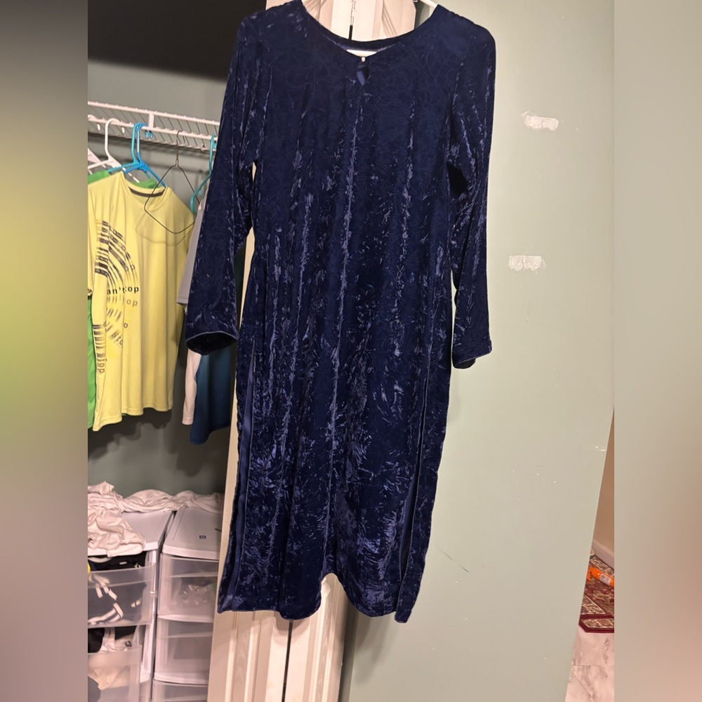 Elegant Navy Blue Velvet Dress shalwar khameez set sz 38/40 chest